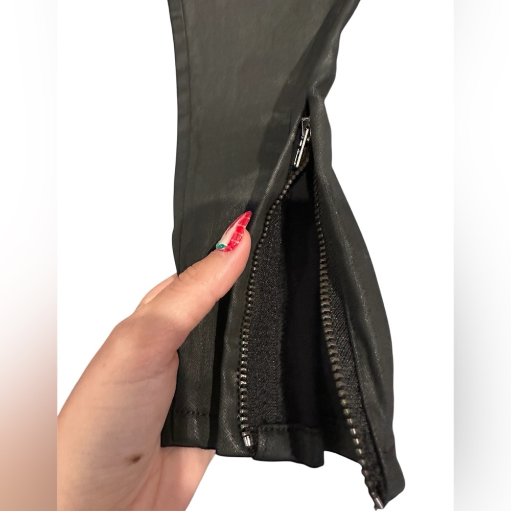 NWT Zara Black Skinny Biker Pants Quilted Coated Slim Fit Whimsigoth Women’s 4 - Picture 7 of 13